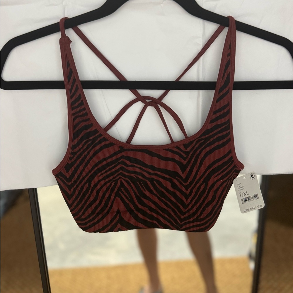 Red and Black Strappy Sports Bra
